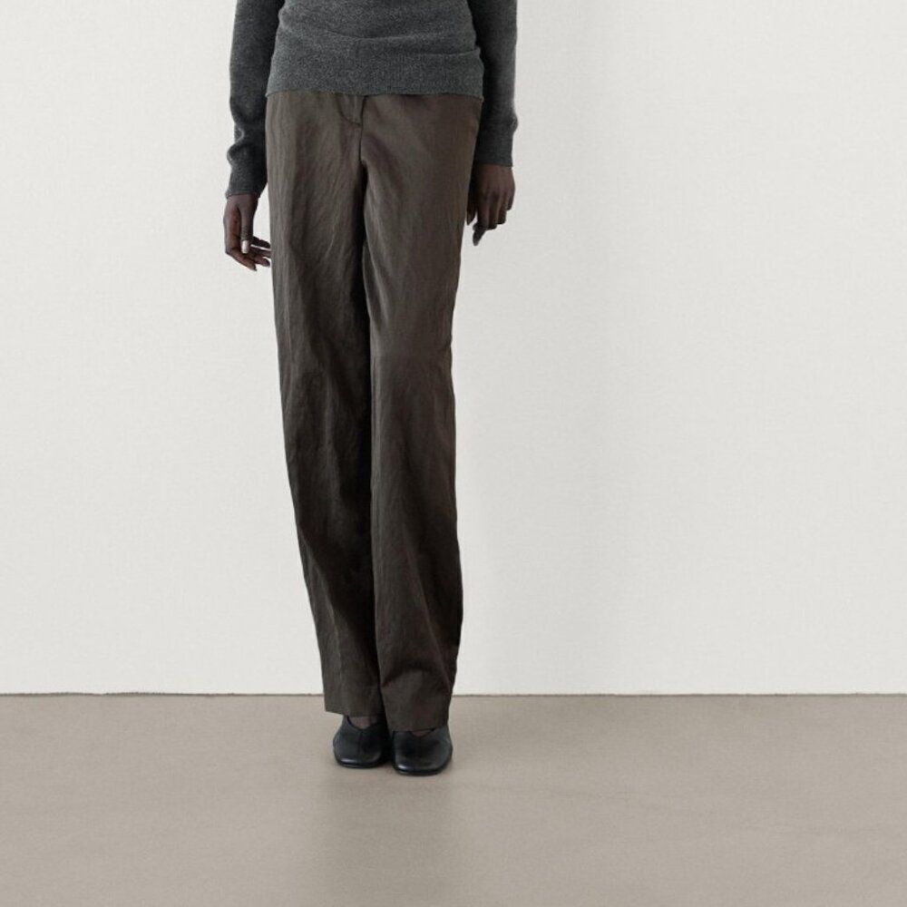 Massimo Dutti Womens Satin Barrel Pants EU 38 US 6 Brown trousers 5055/850 NWT
